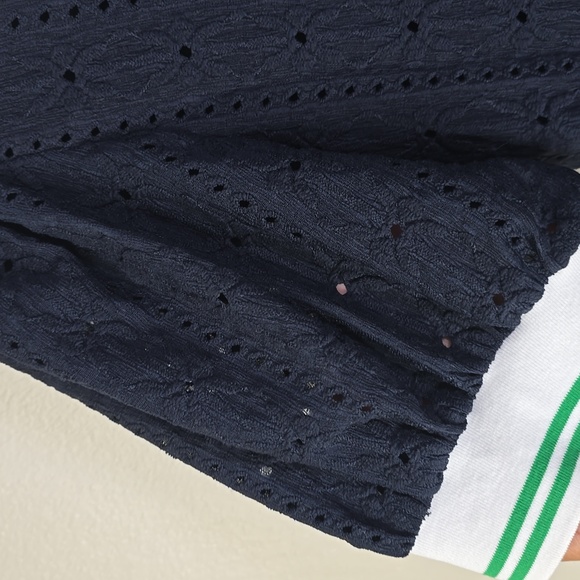 Maeve Blue Puff Sleeve Lace Polo Navy Knit Top Size Large NwT. - Picture 7 of 11